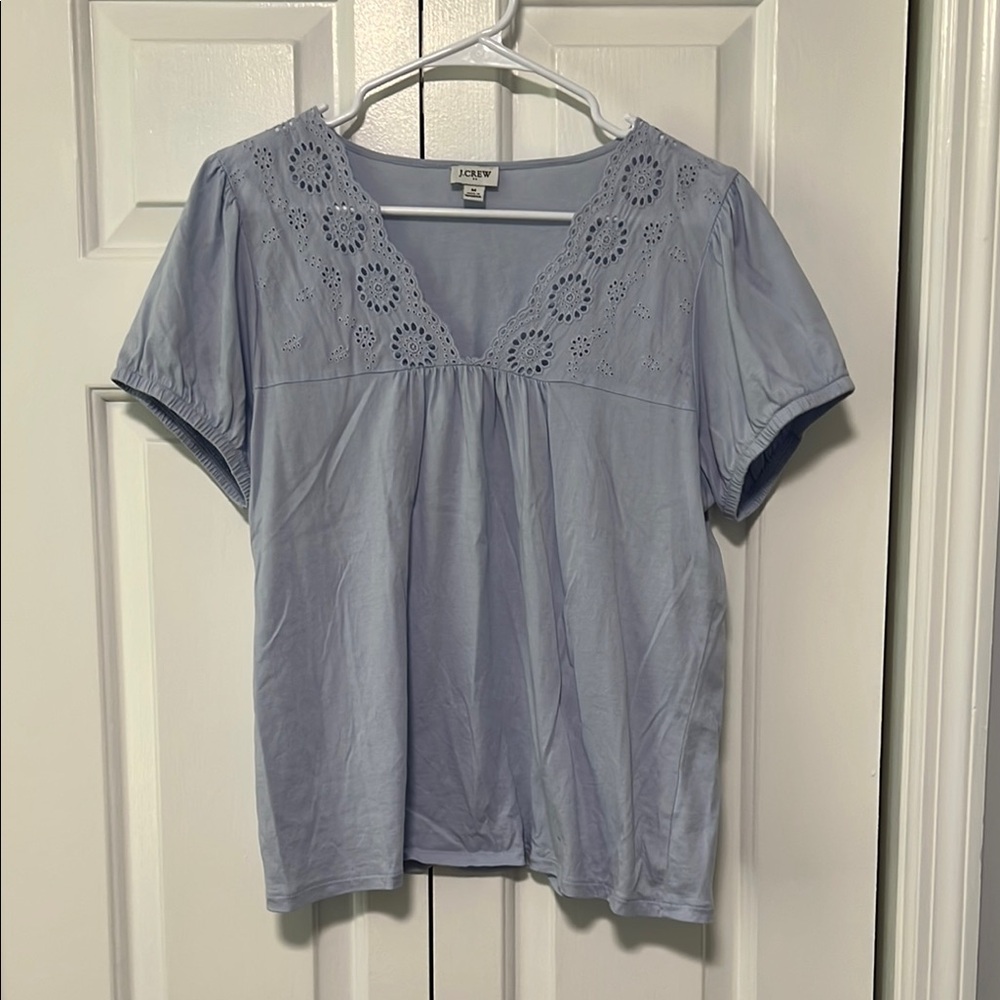 JCREW Blue Embellished Relaxed Blouse